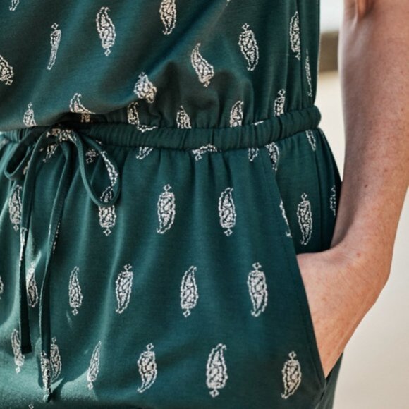 Garnet Hill~ new ~Juniper Green Knit Dress in Sea Moss Woodblock size Large - Picture 15 of 15